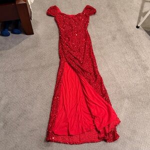 Elegant Red Sequin Gown